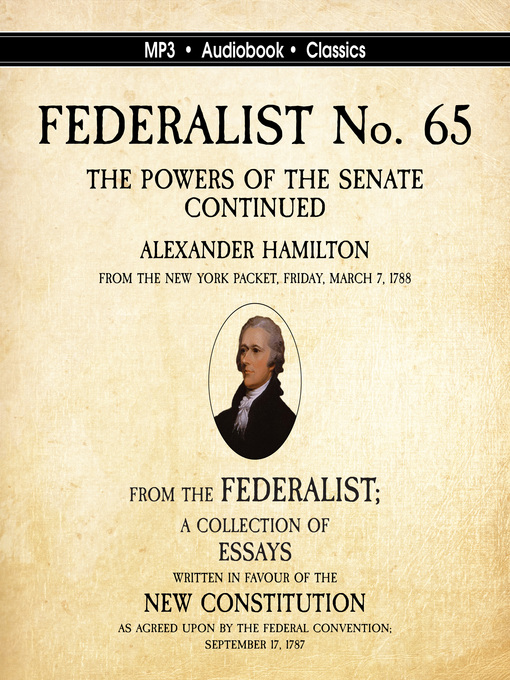 Cover image for Federalist No. 65